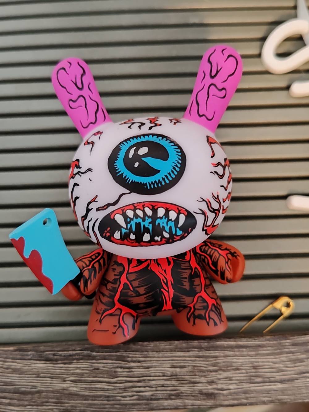 Pink & Brown Monster Bunny Vinyl Figure Kids Toy